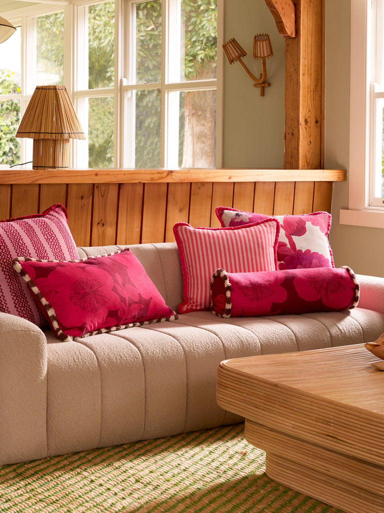 Pinstripe Rose 50cm Cushion styled