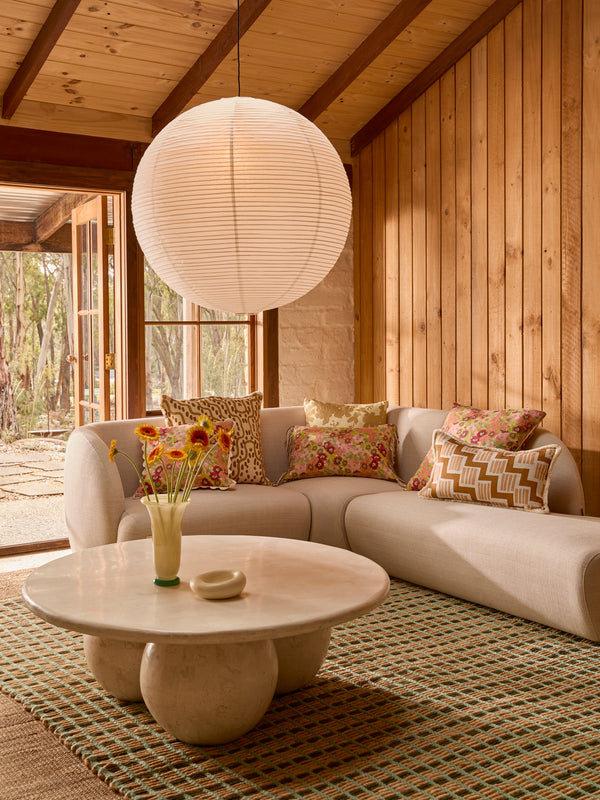 Rosemary Tan 60x40cm Cushion styled