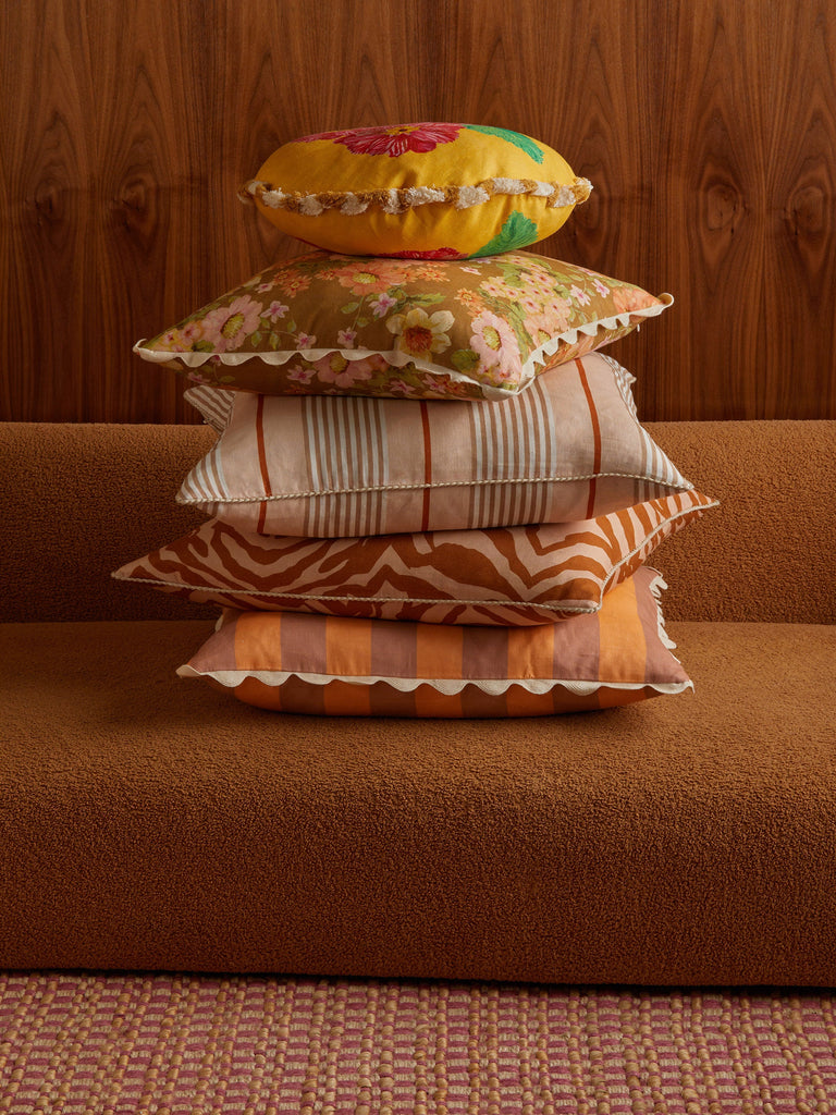 Delilah Yellow 45cm Round Cushion styled