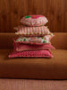Garden Stripe Pink 50cm Cushion styled