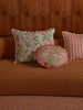 Garden Stripe Pink 50cm Cushion styled