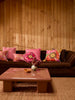 Floriana Pink 45cm Round Cushion styled