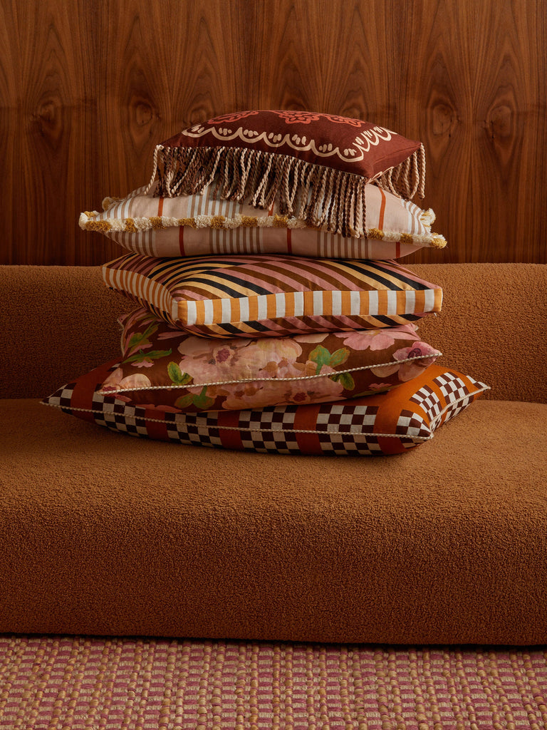 Horizon Tan 50cm Cushion styled