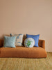 Grain Blue 50cm Cushion styled living room