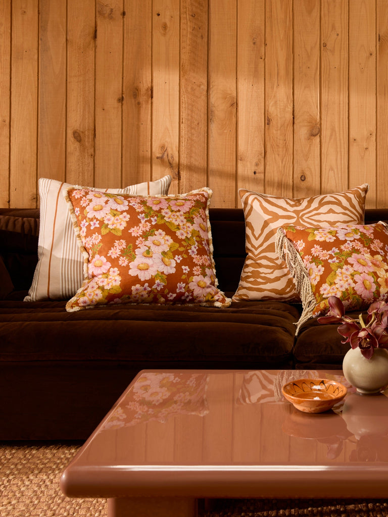 Buttercup Rust 60cm Cushion styled