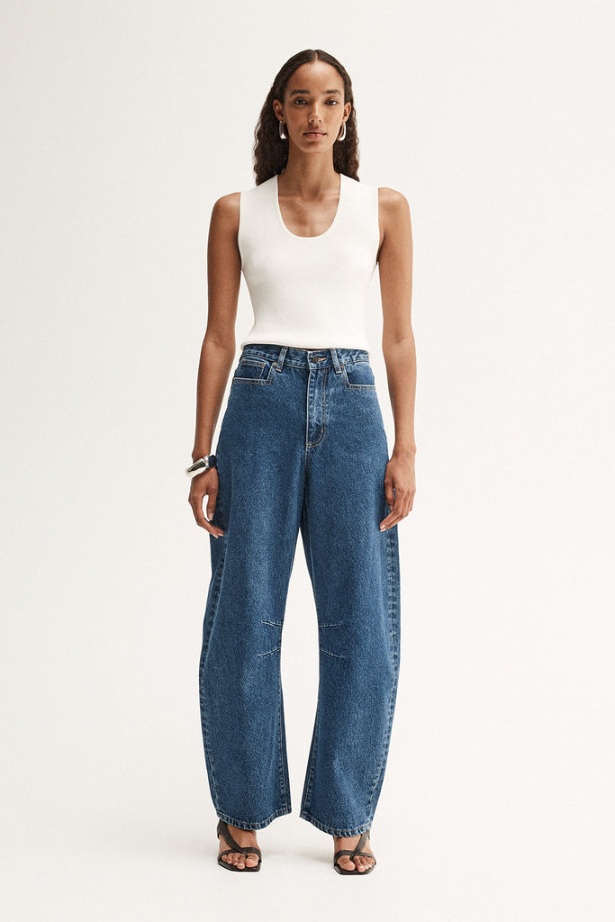 Mason Barrel Leg Jean Dark Indigo