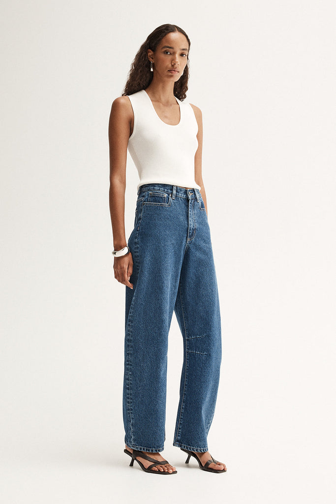 Mason Barrel Leg Jean Dark Indigo