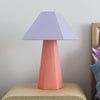 jumbled paola and joy Blake table lamp whimsical pink purple lilac peach linen fabric hexagonal home styling warm light glow bedroom living room kids fun bright new australia jumbledonline