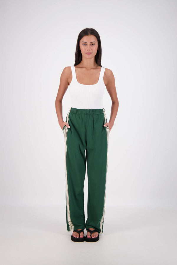 jumbled jasmine Alexa panarea track pant athlesuire active wear comfortable womens winter fashion australia forest green stripe jumbledonline