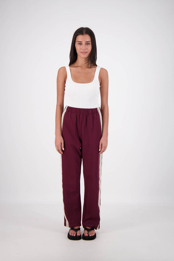 jumbled jasmine Alexa track pant trouser athlesuire winter womens fashion stripe plum burgundy sport comfortable australia jumbledonline