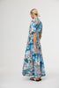 jumbled kinney Maeve maxi shirt dress cyan patchwork blue floral paisley long short sleeve collar button front fabric belt tie pockets summer resort womens fashion australia jumbledonline