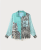 jumbled me369 bright fun womens fashion australia Isabella printed shirt safari leopard blue aqua turquoise black white silk matching set palm tree jumbledonline