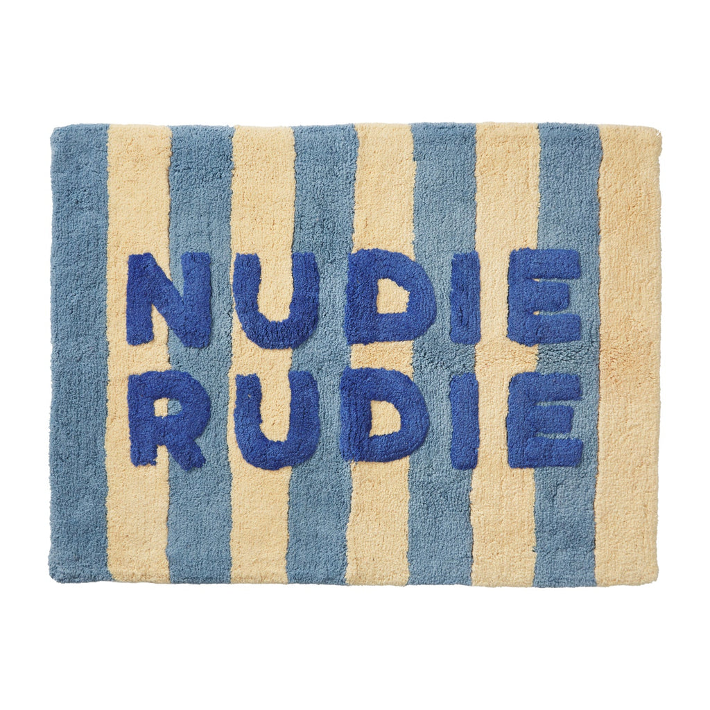 jumbled sage and clare luna ira nudie nudie bath mat blue jean stripe bathroom cotton plush australia jumbledonline