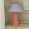 jumbled paola and joy Blake table lamp whimsical pink purple lilac peach linen fabric hexagonal home styling warm light glow bedroom living room kids fun bright new australia jumbledonline