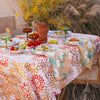 Australian made linen napkins. Hand painted lemons on branches, in a stunningly classic emerald with soft apricot background