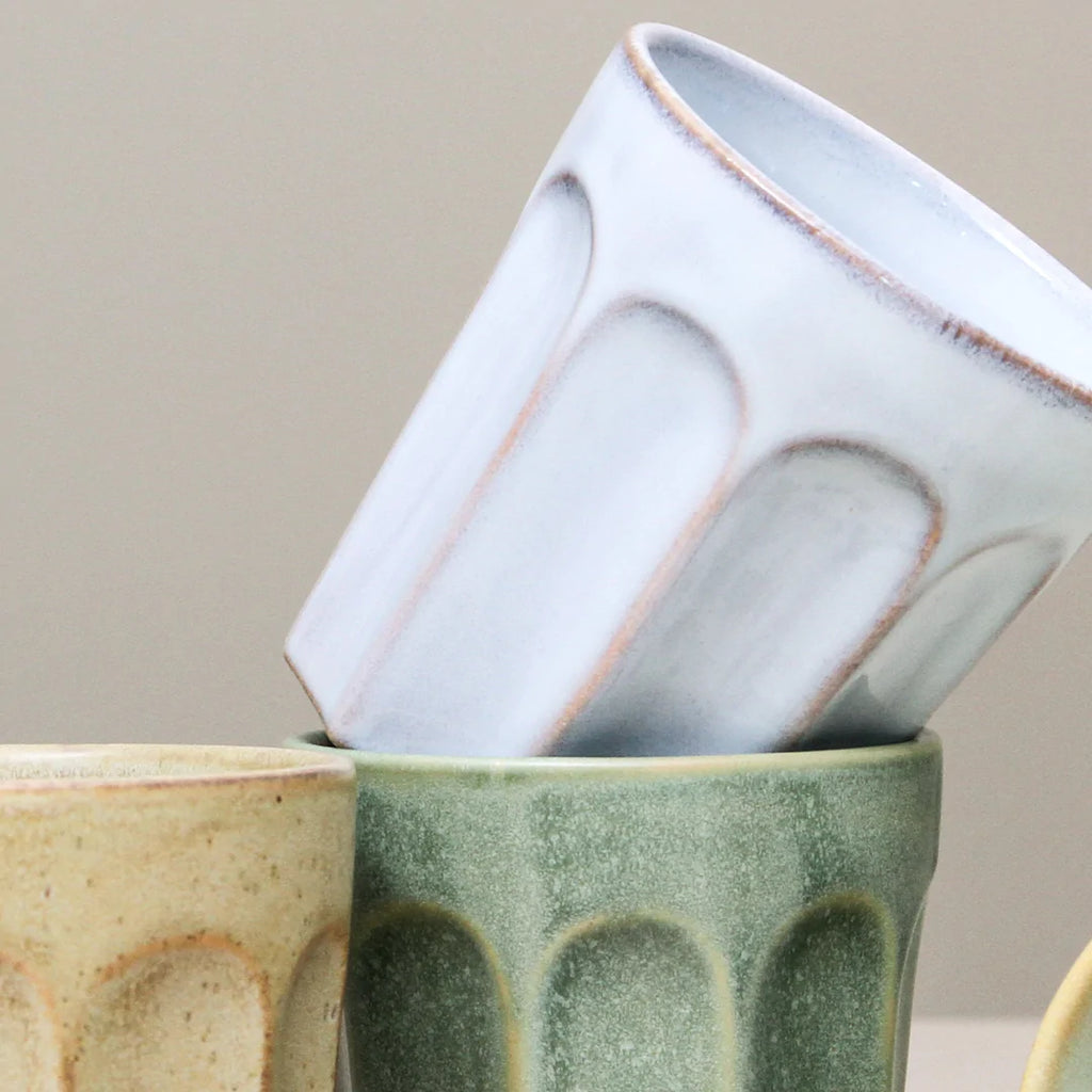 jumbled indigo love collectors ritual latte cup mug coffee ceramic australia pale blue glaze